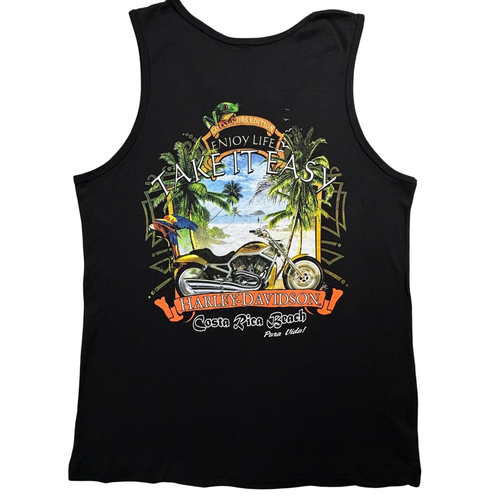 Harley-Davidson Costa Rica Beach Tank Top Mens Large Black Collectors Edition
